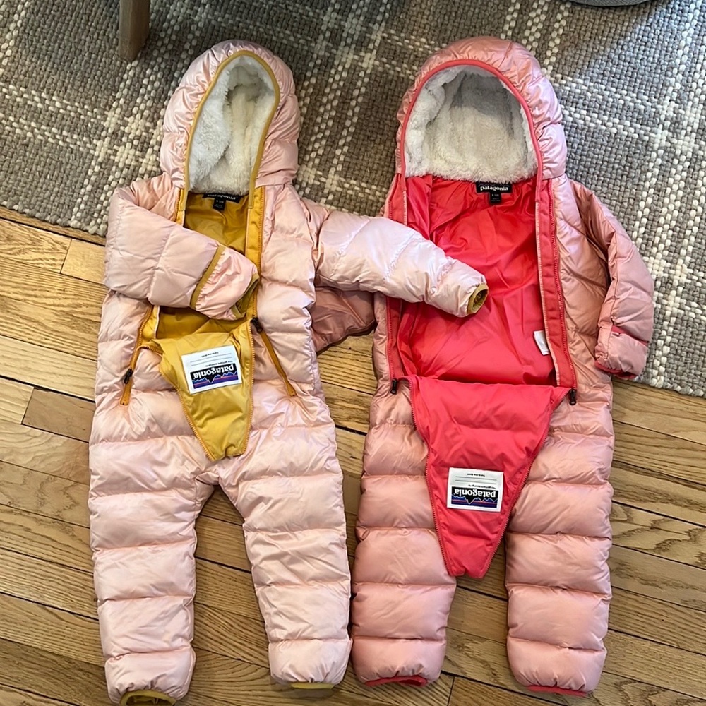 Pink with pink trim Patagonia 6-12m snowsuit